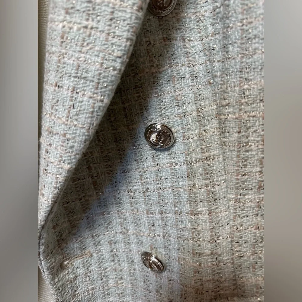 Zara Light Blue Tweed Blazer - Never worn - size M